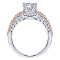 18k White/pink Gold Diamond Split Shank Engagement Ring | Gabriel & Co NY | ER12185R4T83JJ
