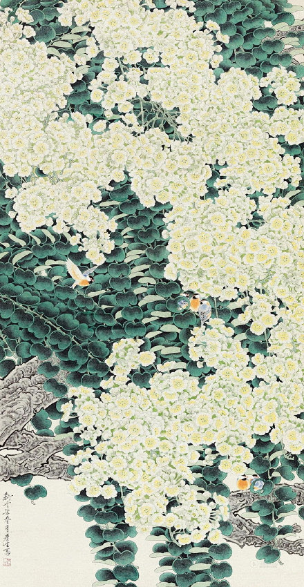 周彦生 ·《工笔花鸟》 │ 衫含蕉叶气，...