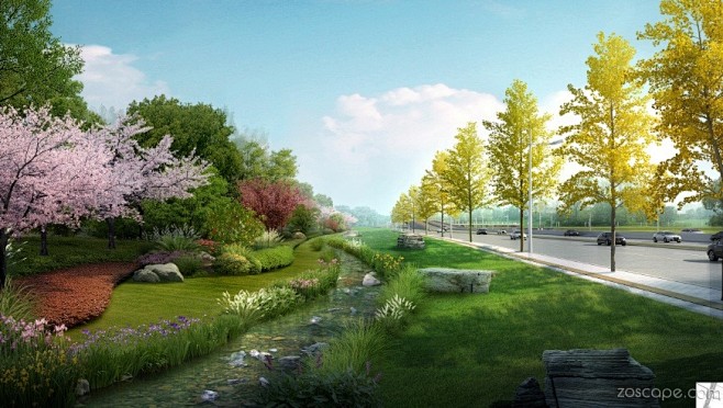 路侧绿带-街边公园-城市带状绿地-城市景观大道-公路主干道景观设计方案pdf