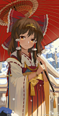 #东方project#  摸了一只灵梦，上次画已经是2年前了，无水印P站之后会更新
