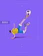 3D立体长腿潮流运动踢足球男人图片_潮国创意
