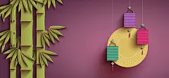 剪纸效果,折纸效果,粘贴画,剪纸竹子,矢量背景素材,海报banner,扁平,渐变,几何图库,png图片,,图片素材,背景素材,2676459北坤人素材@北坤人素材