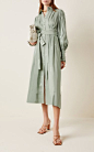 Idealist Belted Linen-Silk Shirt Dress