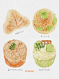 ipad水彩插画｜是清爽的面包甜点合集呀