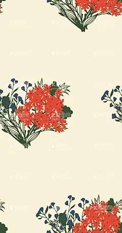 简约小花卉   - 源文件下载【酷图网】简约小花卉,小碎花,绿叶,花束,蓝色牵牛花,女装裙子,数码印花,印花,循环图