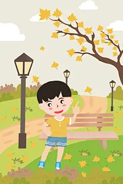 唯美手绘卡通立秋插画海报