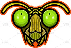 螳螂,吉祥物,图像,性格,昆虫,品牌名称,矢量,艺术品,标志,插画