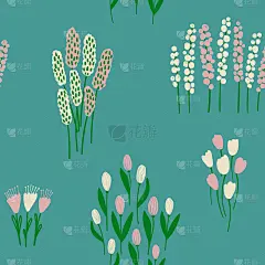 乡村无缝图案与野花。