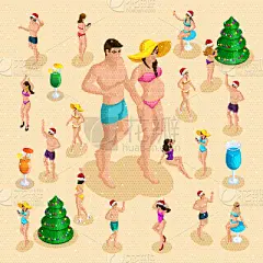 丈夫,女孩,可爱的,热,圣诞老公,节日,夏天,太阳镜,怀孕,问候