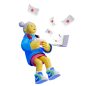 Happy Girl Getting Email  3D Illustration