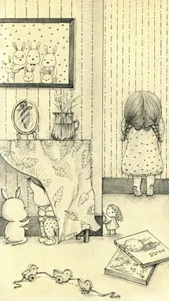 插画 线稿 黑白‖彩色 装饰画 手绘
