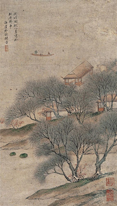 山水人物一水护田将绿绕两山排闼送青来