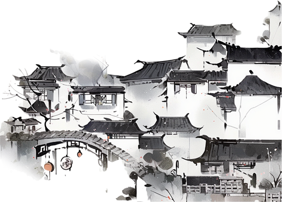 水墨古风建筑-房屋