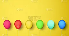 彩色逼真的3d气球在黄色的背景。