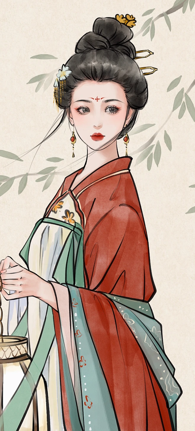 画师一白 古风美人 水墨风-花瓣网