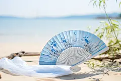 中式折扇夏至背景图