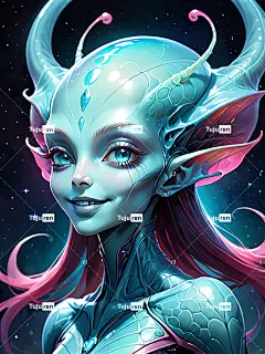 Ai产生的 女士 外星 脸 女孩 人形机器人 科幻小说 极好的