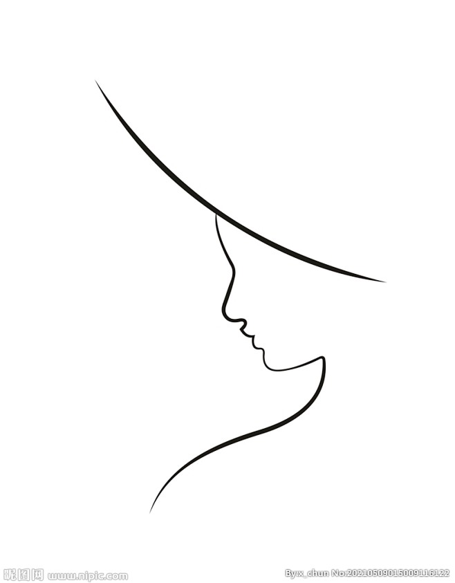 女性侧脸线条图
