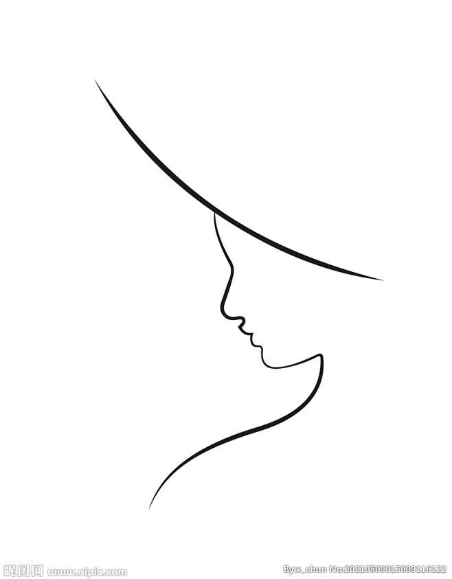 女性侧脸线条图-花瓣网