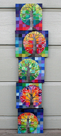 Trees 8x8 paintings, warm, cool colors