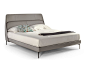 Leather bed with upholstered headboard COUPÈ DE LUXE by Poltrona Frau