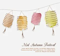 手绘素雅中秋节灯笼素材_新图网 https://www.ixintu.com