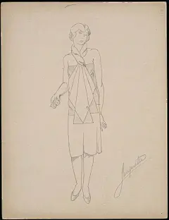 另几幅插画师为Vionnet 创作的手稿？有心机，很漂亮。画者是谁，我并不清楚（图片来源于pinterest）。由于Vionnet 的设计流程是把绘制手稿放在服装成品或样衣制成后的，所以有理由相信这些款式应该是真实存在的。 ​​​​