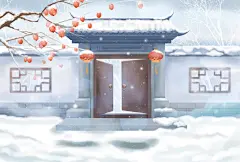 古风山水建筑凉亭荷花风景点插画海报背景