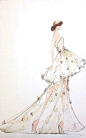 【时尚婚纱手绘】线条与色彩，灵感的生动传达。婚纱礼服 服饰风尚 手绘插画 素材 黑白线条