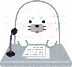 各种动物播音员animal_chara_radio_azarashi可爱小动物手绘png儿童插画免扣素材