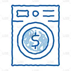 洗钱洗衣机涂鸦图标手绘插图