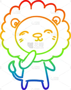 狮子,山,彩虹,铅笔画,卡通,可爱的,动物园,图像,艺术,性格