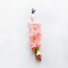 #花朵# #花瓣# #女孩# #姑娘# #手绘# #头像# #粉色# #背影#