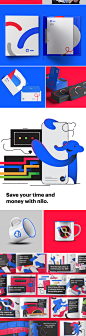 Nllo Brand Identity Design. : Nllo is an ERP system designed to help businesses grow efficiently through a smart and high performing technology, supported by Artificial Intelligence. While developing the brand identity, we chose the happy elephant as the 