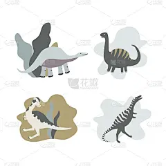 Dinosaurus集。矢量插图在平面风格。海报，t恤，壁纸，卡片。