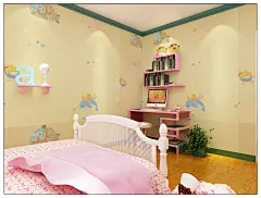 天丽PVC塑料卡通海洋潜水艇海豚游泳_壁纸大全_雅特居家壁纸网