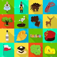 传统,图标集,国内著名景点,波兰,蛋糕,食品,鹳,动物,探险,设计