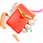 促销系列电商活动3D手拿红包元素素材