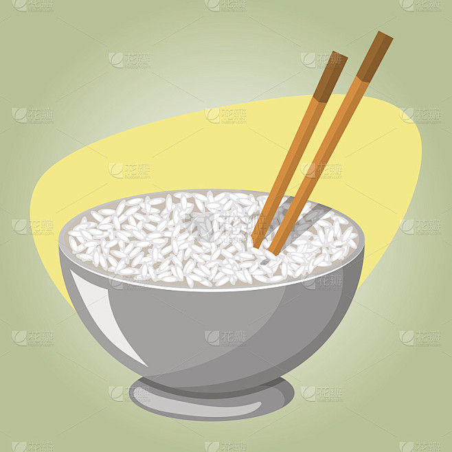 矢量插图的饭碗和筷子