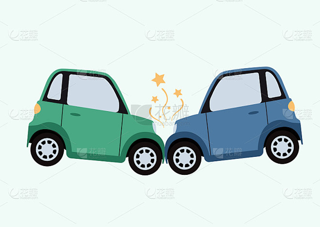 矢量卡通汽车道路事故插图