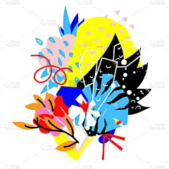 抽象拼贴画,抽象,纸,化学元素周期表,分离着色,白色,鸡尾酒,几何形状,清新,花