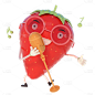 C4D-3D拟人音乐节水果元素-草莓