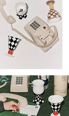 SOREMO 原创手捏高脚棋盘格陶瓷酒杯零食碗可爱ins生日礼物甜品杯-淘宝网