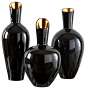 Noir Gold Decorative Vases, Set of 3 - contemporary - Vases - Two's Company