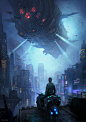 General 1445x2048 digital art artwork futuristic cyberpunk spaceship