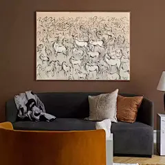 纯手绘油画爱马之家《马到功成》现代简约客厅玄关公寓装饰画挂画-淘宝网