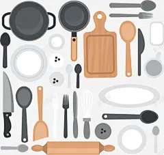 手绘厨房用品高清素材 厨房用品 页面网页 平面电商 创意素材 png素材