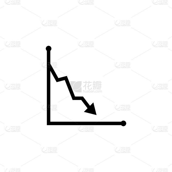 曲线下降箭头图表图标。趋势图元素图标。商业分析概念设计图标。标志和符号图标为网站，网页设计，移动，信