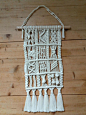 Macrame wall hanging decoration knots : Macrame wall hanging - unique and handmade creation.  Total height: 62cm/24.4 Overall width: 30cm/11.8  Nice wall decoration hanging made in macrame, it is an assemblage of various knots . It is made of cotton cord.