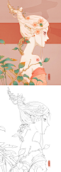 女孩，中国风，练习稿
